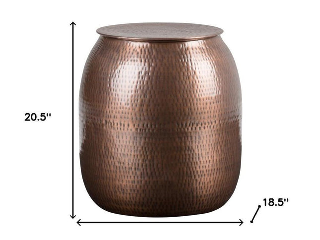 21" Copper Metal Round End Table