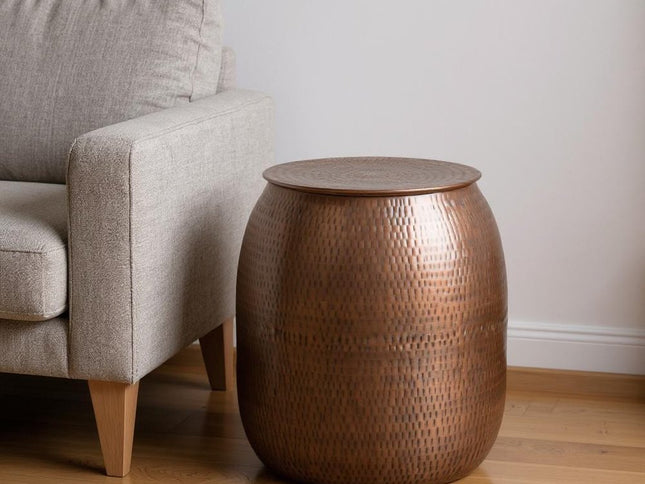 21" Copper Metal Round End Table