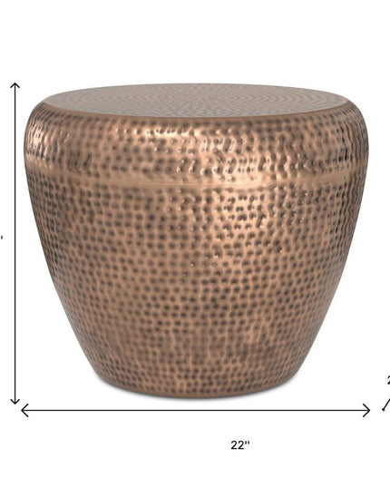 18" Copper Metal Round End Table