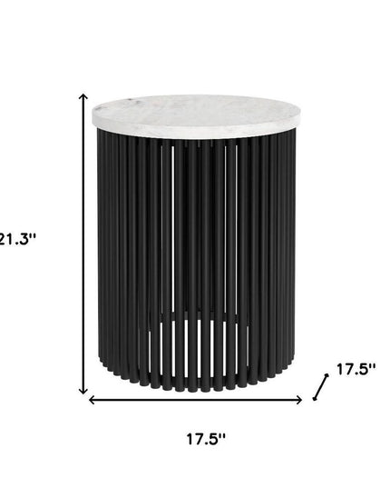 21" White Marble Round End Table