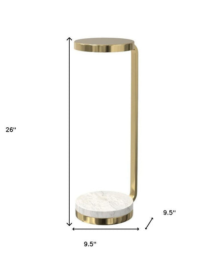 26" Gold Iron Round End Table