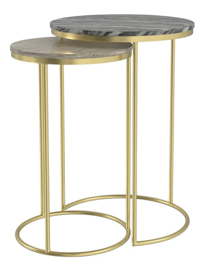 Set of Two 24" Gold Iron Round End Table