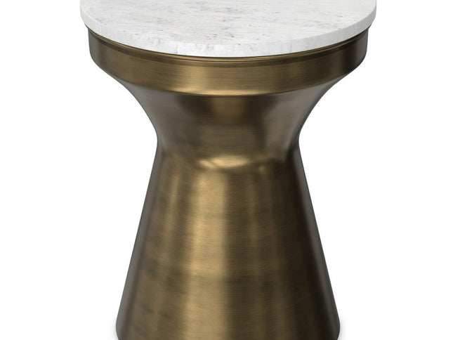 18" Antiqued Brass Iron Round End Table