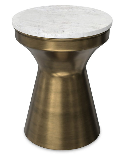 18" Antiqued Brass Iron Round End Table