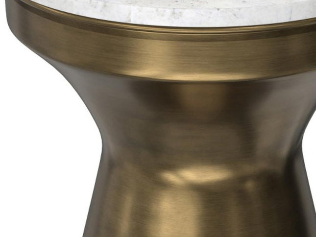 18" Antiqued Brass Iron Round End Table