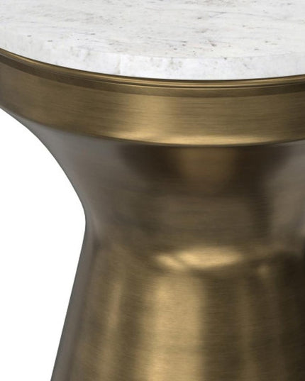 18" Antiqued Brass Iron Round End Table