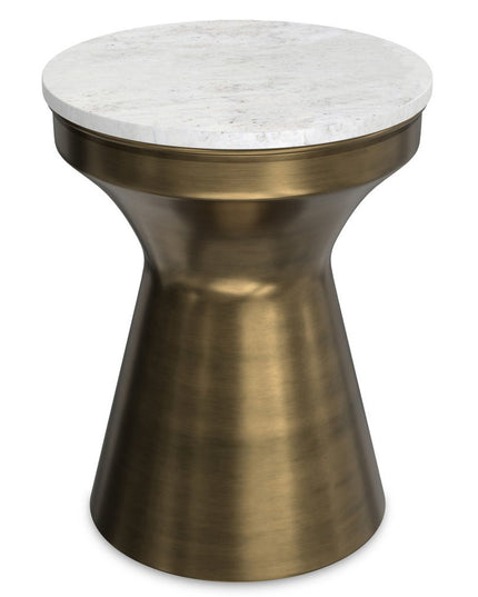 18" Antiqued Brass Iron Round End Table