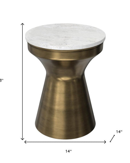 18" Antiqued Brass Iron Round End Table