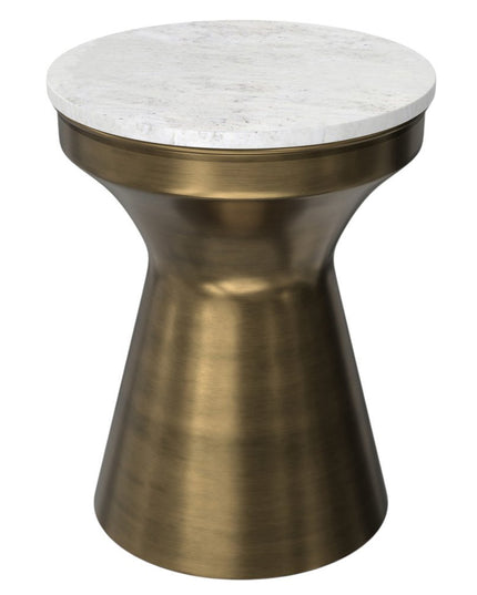 18" Antiqued Brass Iron Round End Table