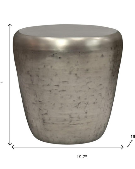 22" Silver Metal Round End Table