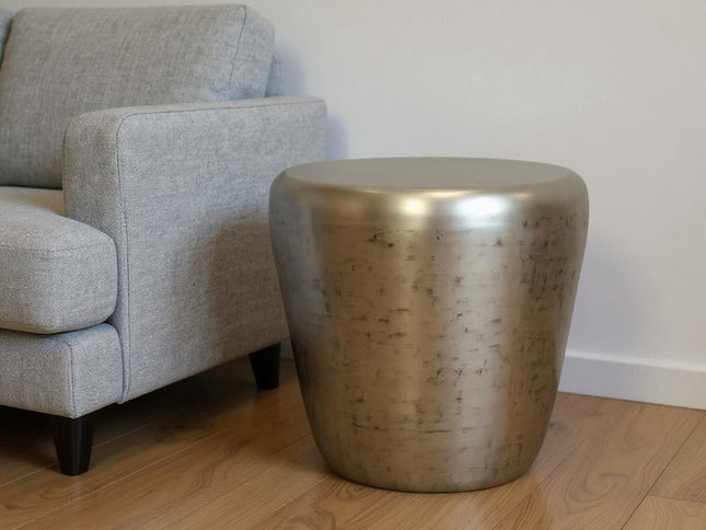 22" Silver Metal Round End Table