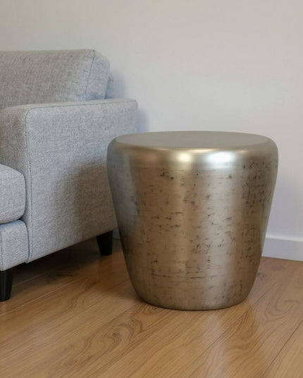 22" Silver Metal Round End Table