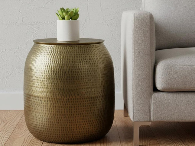 21" Gold Metal Round End Table