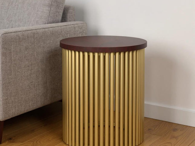 21" Gold Metal Round End Table