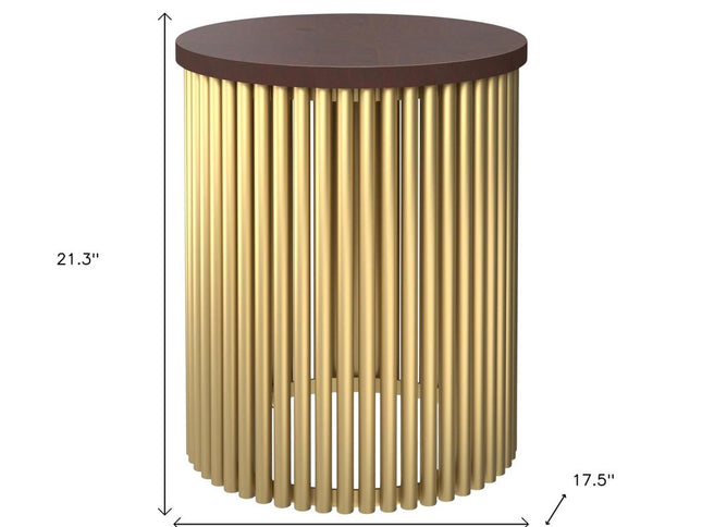 21" Gold Metal Round End Table