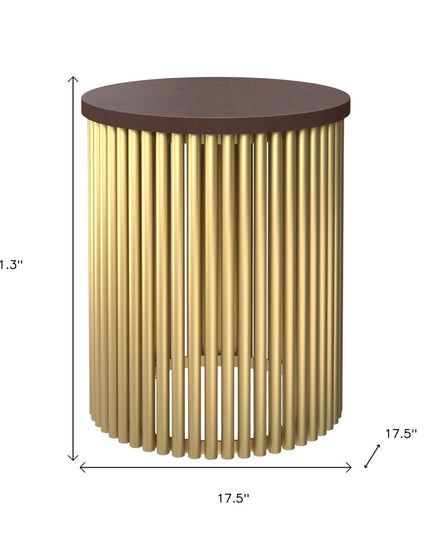 21" Gold Metal Round End Table
