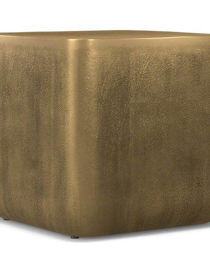 17" Antiqued Brass Aluminum Square End Table