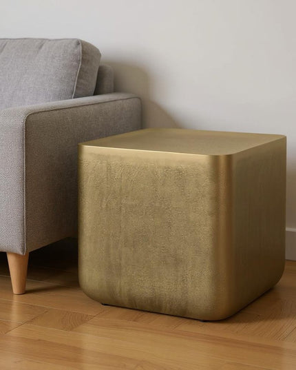 17" Antiqued Brass Aluminum Square End Table