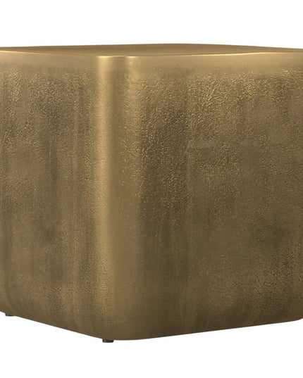 17" Antiqued Brass Aluminum Square End Table