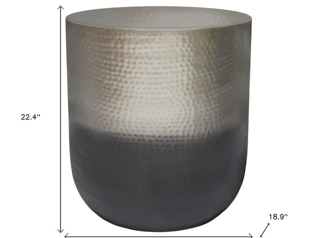 22" Silver Metal Round End Table