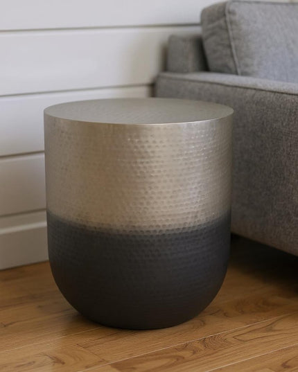 22" Silver Metal Round End Table