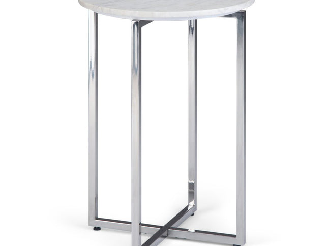 24" White Metal Round End Table And Trunk Storage