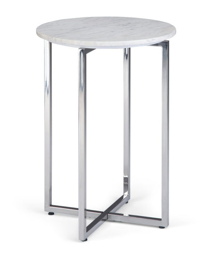 24" White Metal Round End Table And Trunk Storage