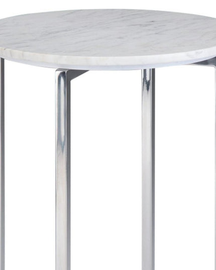 24" White Metal Round End Table And Trunk Storage