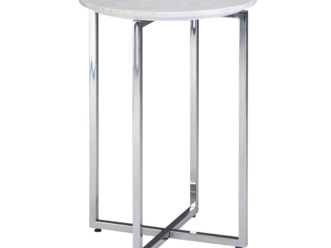 24" White Metal Round End Table And Trunk Storage