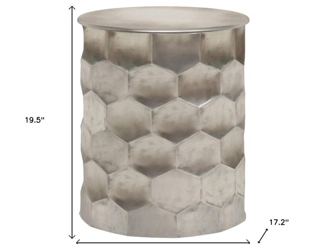 20" Silver Metal Round End Table