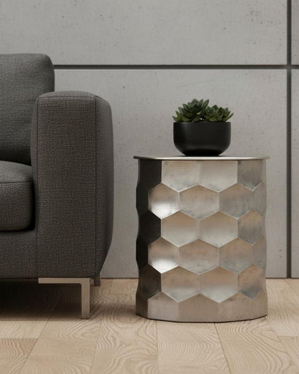 20" Silver Metal Round End Table