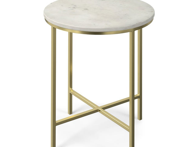 21" Gold Iron Round End Table And Trunk Storage