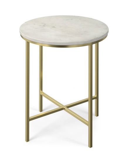 21" Gold Iron Round End Table And Trunk Storage