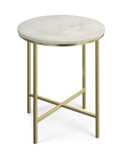 21" Gold Iron Round End Table And Trunk Storage