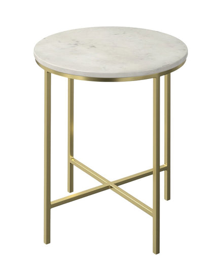 21" Gold Iron Round End Table And Trunk Storage