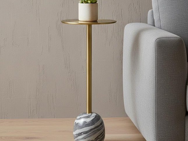 23" Gold Metal Round End Table