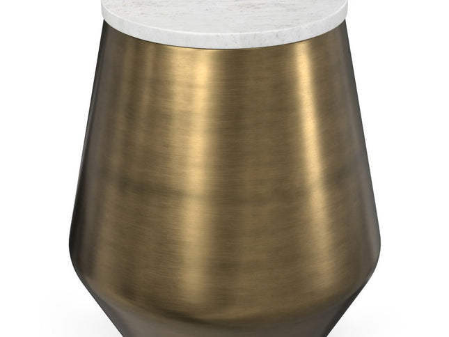 18" Antiqued Brass Iron Round End Table