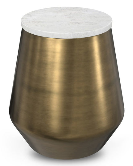 18" Antiqued Brass Iron Round End Table