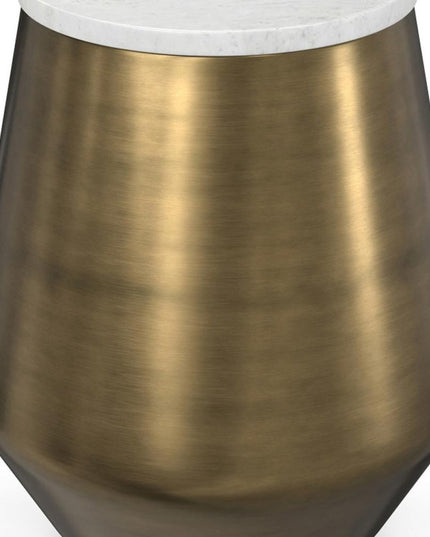 18" Antiqued Brass Iron Round End Table