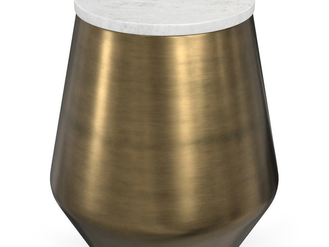 18" Antiqued Brass Iron Round End Table