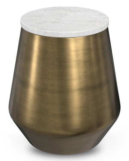 18" Antiqued Brass Iron Round End Table