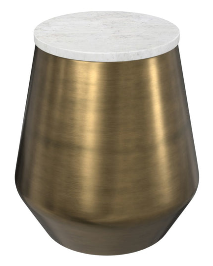 18" Antiqued Brass Iron Round End Table