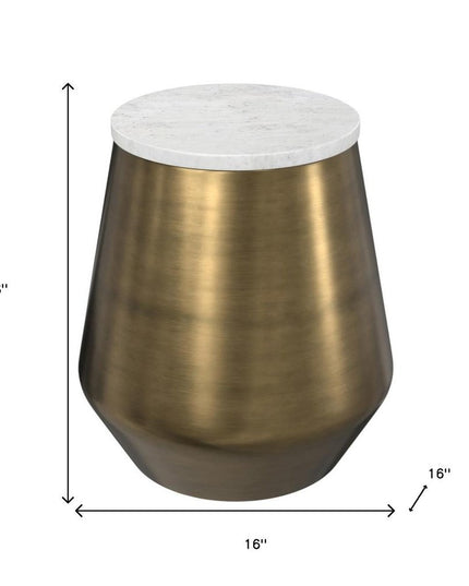 18" Antiqued Brass Iron Round End Table