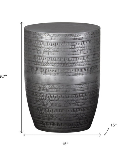 20" Silver Metal Round End Table
