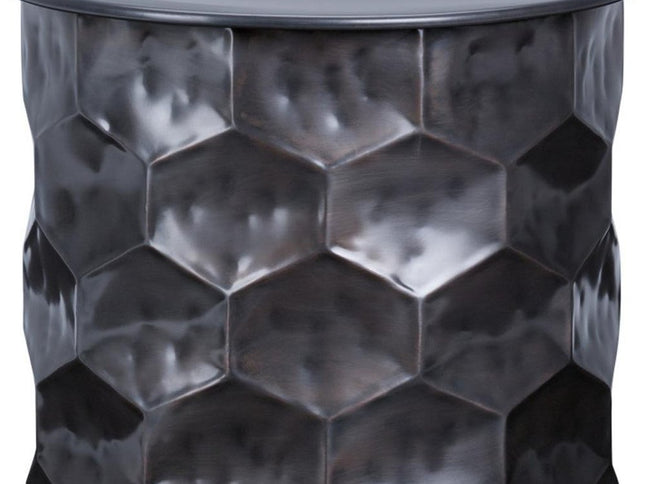 20" Antiqued Bronze Metal Round End Table