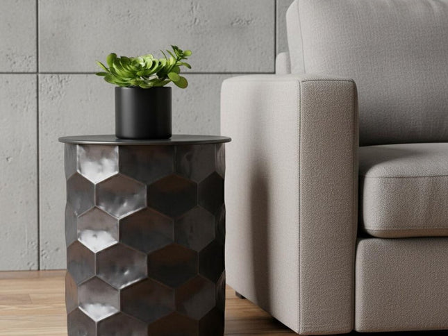 20" Antiqued Bronze Metal Round End Table