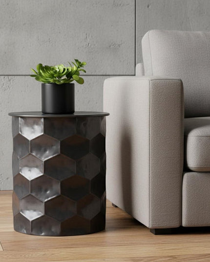 20" Antiqued Bronze Metal Round End Table