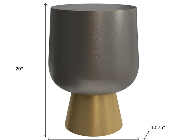 20" Antiqued Brass Aluminum Round End Table