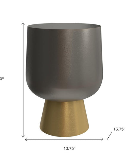 20" Antiqued Brass Aluminum Round End Table