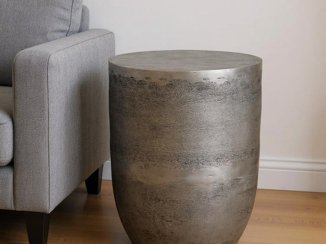 20" Silver Aluminum Round End Table
